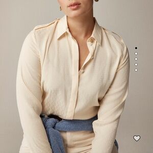 J. Crew Butter Yellow Jacquard-Print Collared Shirt